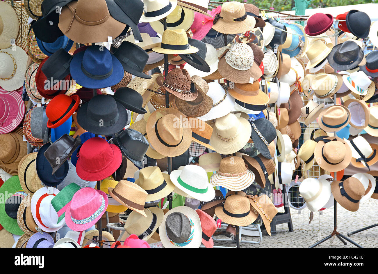 Hüte auf Markt Rio De Janeiro Brasilien Stockfoto