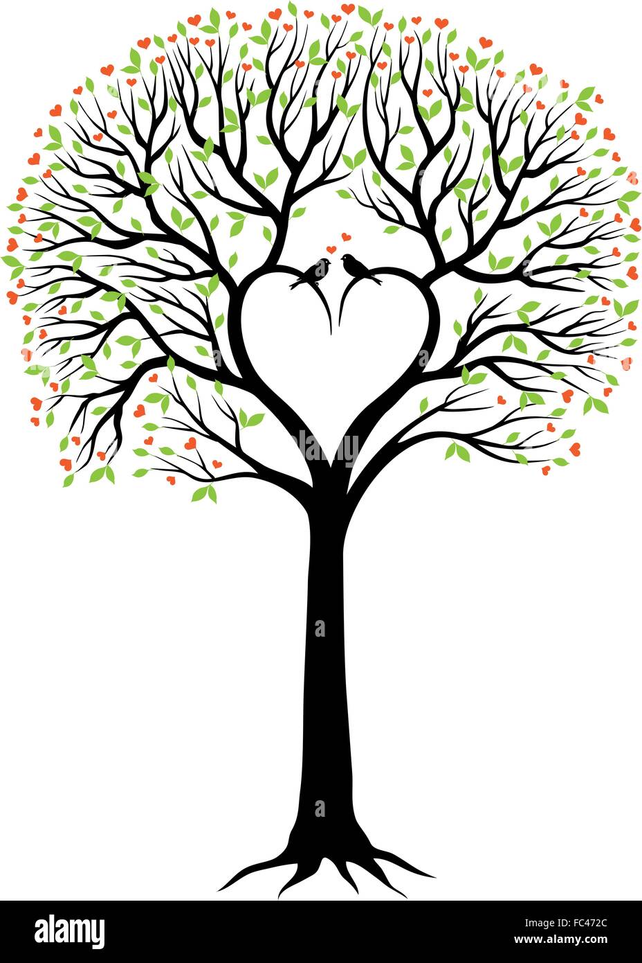 Liebe Baum mit herzförmigen Niederlassungen für Hochzeit, Valentinstag, vector Hintergrund Stock Vektor