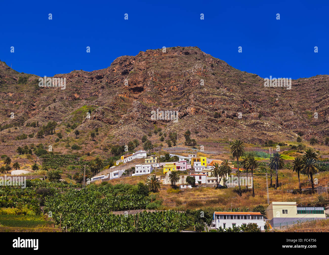 Dorf auf der Insel La Gomera - Kanarische Stockfoto