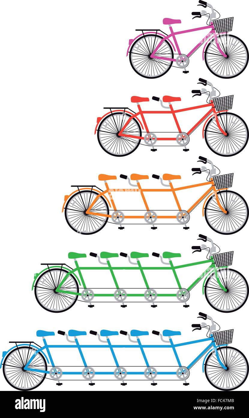 Tandem-Fahrrad-Set, Vektor-Design-Elemente Stock Vektor