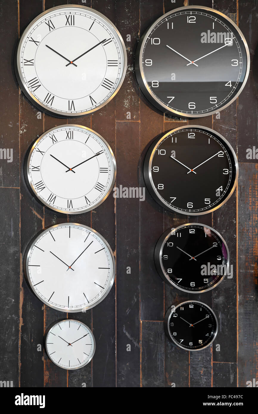 Welt-Zeit-Uhren Stockfoto