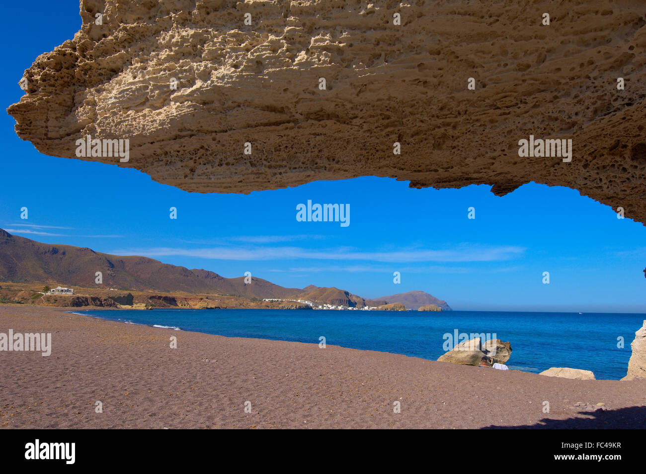 Cabo de Gata, Los Escullos, Playa del Arco, Strand El Arco, Cabo de Gata-Nijar Natural Park. Almeria, Andalusien, Spanien Stockfoto