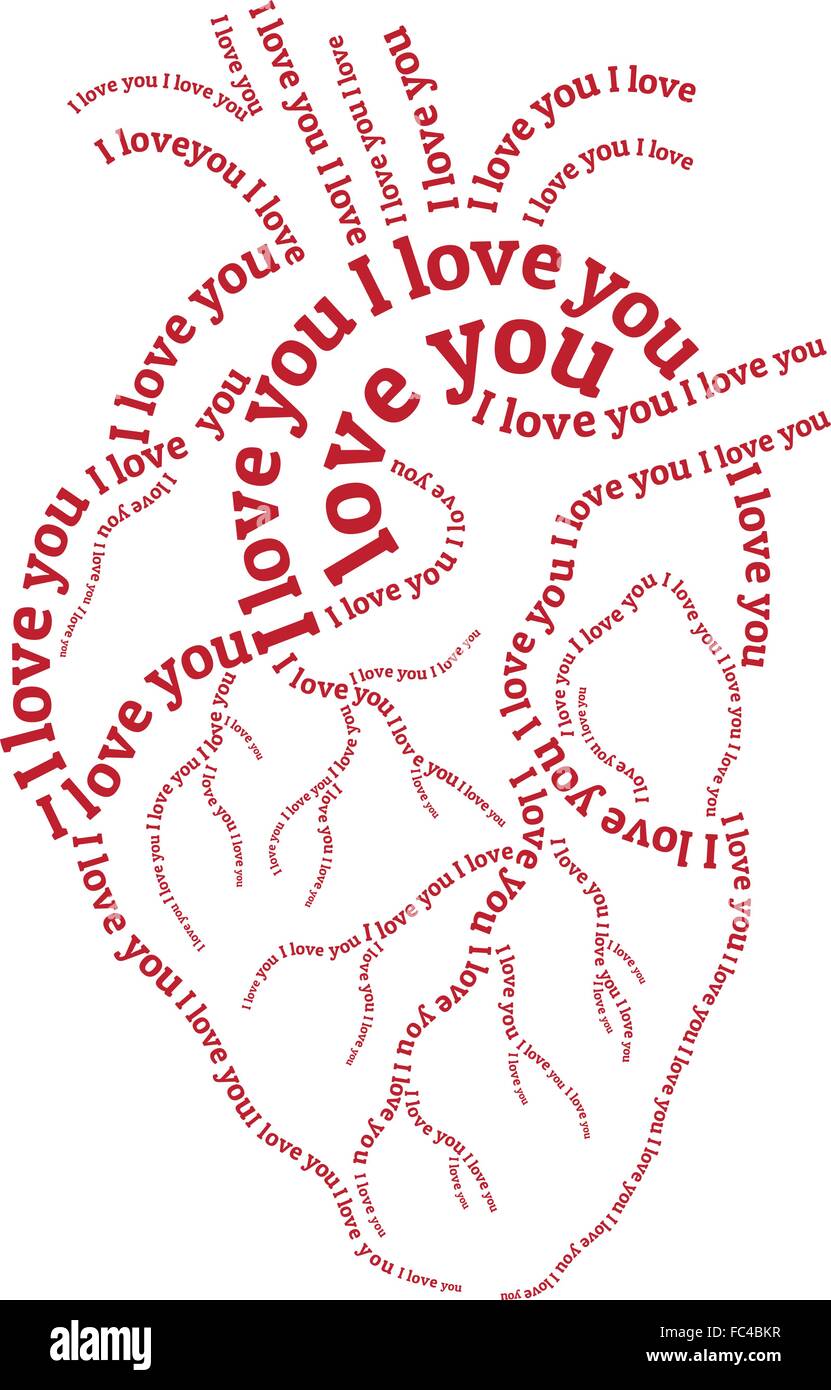 rote Herzen, handgezeichnete Typografie WordArt, Vektor-illustration Stock Vektor