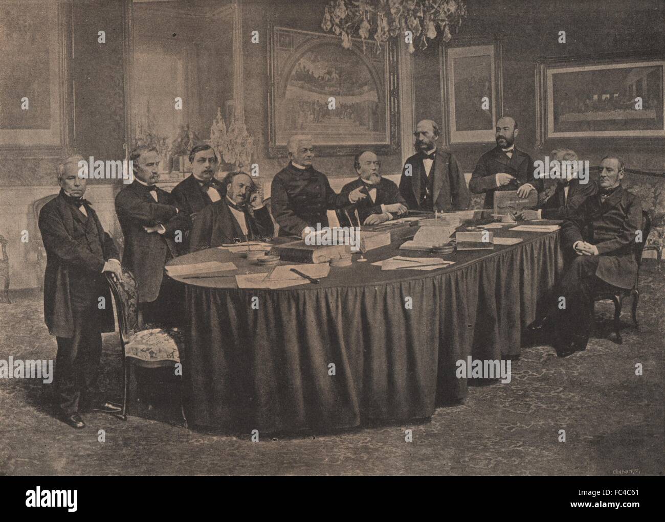 PARIS KOMMUNE 1871. Conseil des Ministres, Hotel De La Prèsidence. Thiers, c1873 Stockfoto