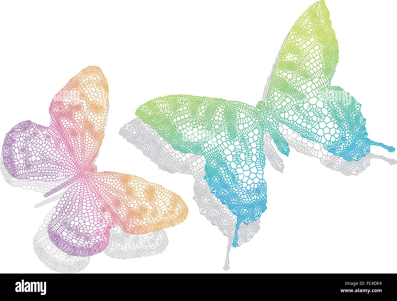 schöne Schmetterlinge mit Schatten, Vektor-illustration Stock Vektor