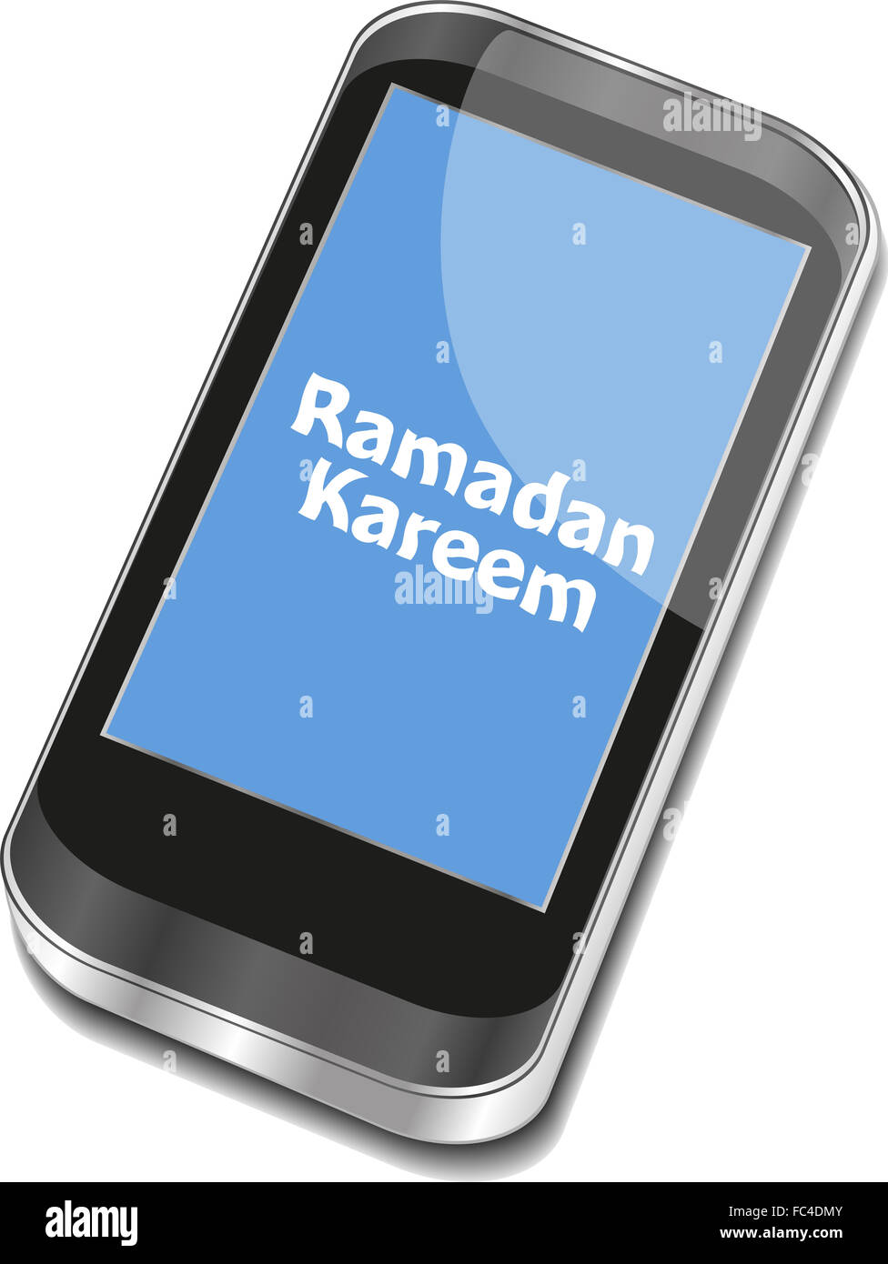 Smartphone mit Ramadan Kareem Wort darauf Stockfoto
