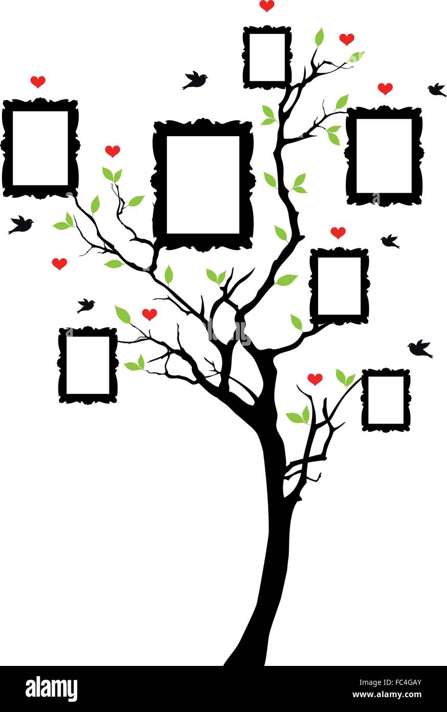 Stammbaum mit Bilderrahmen, Vektor Hintergrund illustration Stock Vektor
