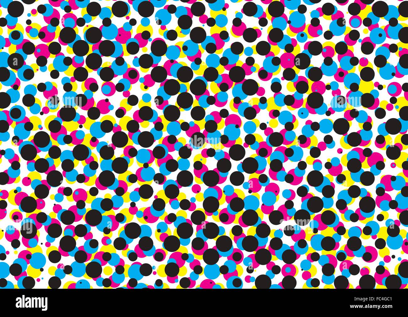Cyan, Magenta, gelb, schwarz, Punkt-Muster, abstrakte Vektor Hintergrund Stock Vektor