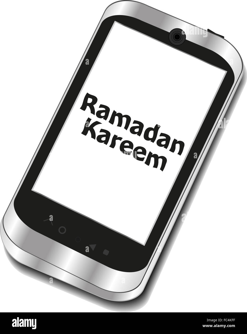Smartphone mit Ramadan Kareem Wort darauf Stockfoto