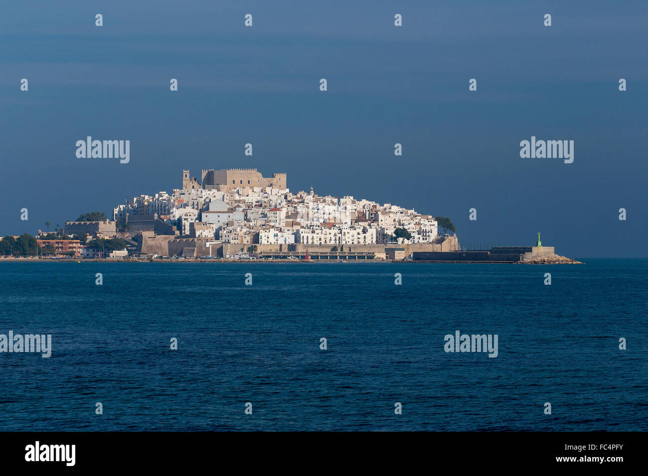 Ansicht der Peniscola Vorgebirge am Ebro Delta, Castellon, Spanien. Stockfoto