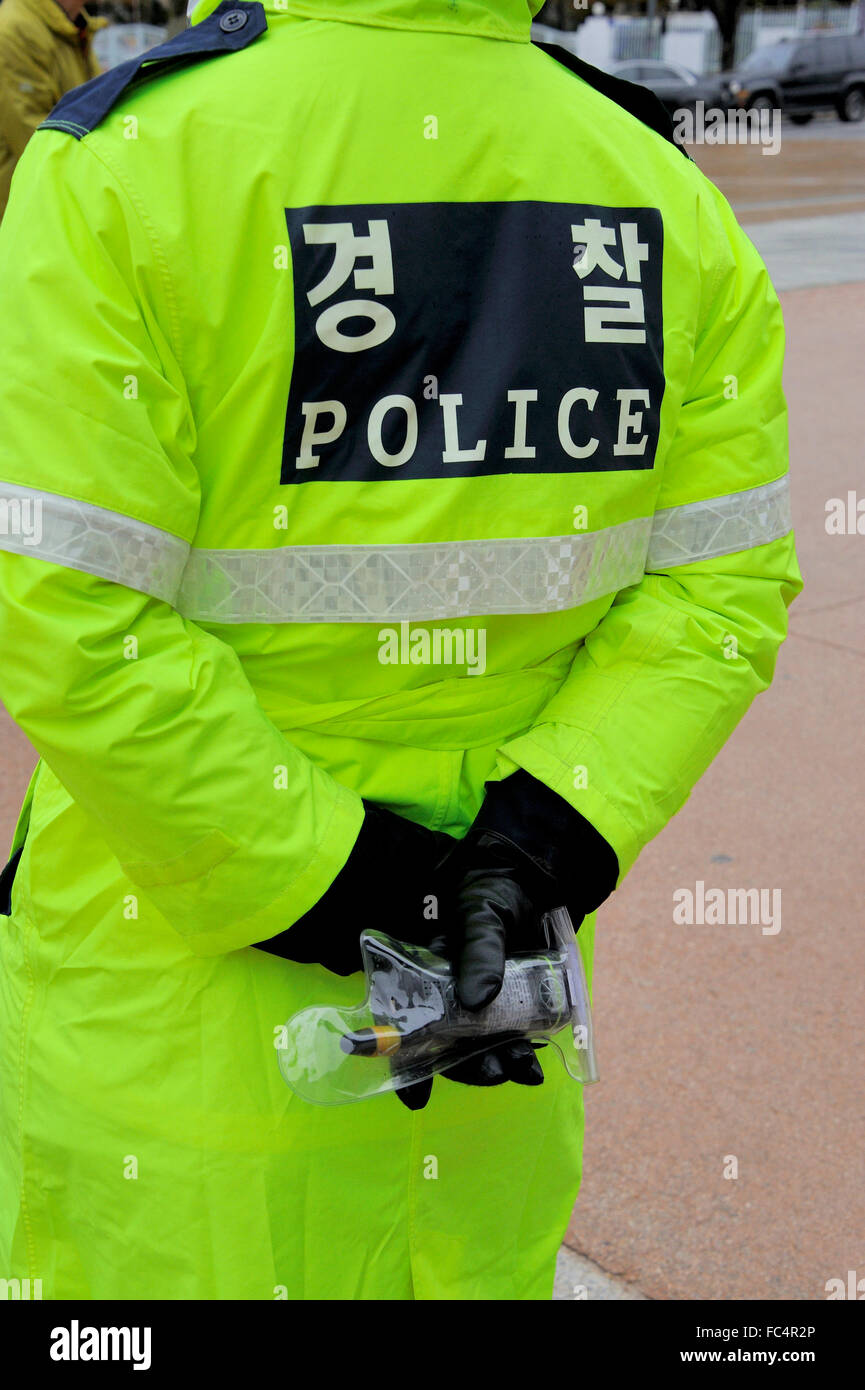 Polizist in Seoul, Südkorea Stockfoto