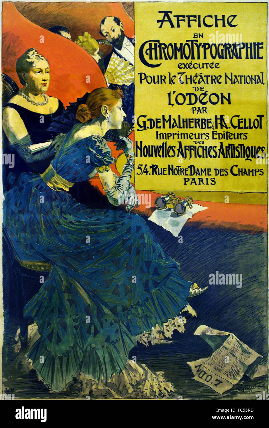 Affiche pour le Théâtre de L' Odéon - Plakat für das Theatre de L'Odeon 1890 Eugène Grasset 1890 Frankreich Französisch Stockfoto