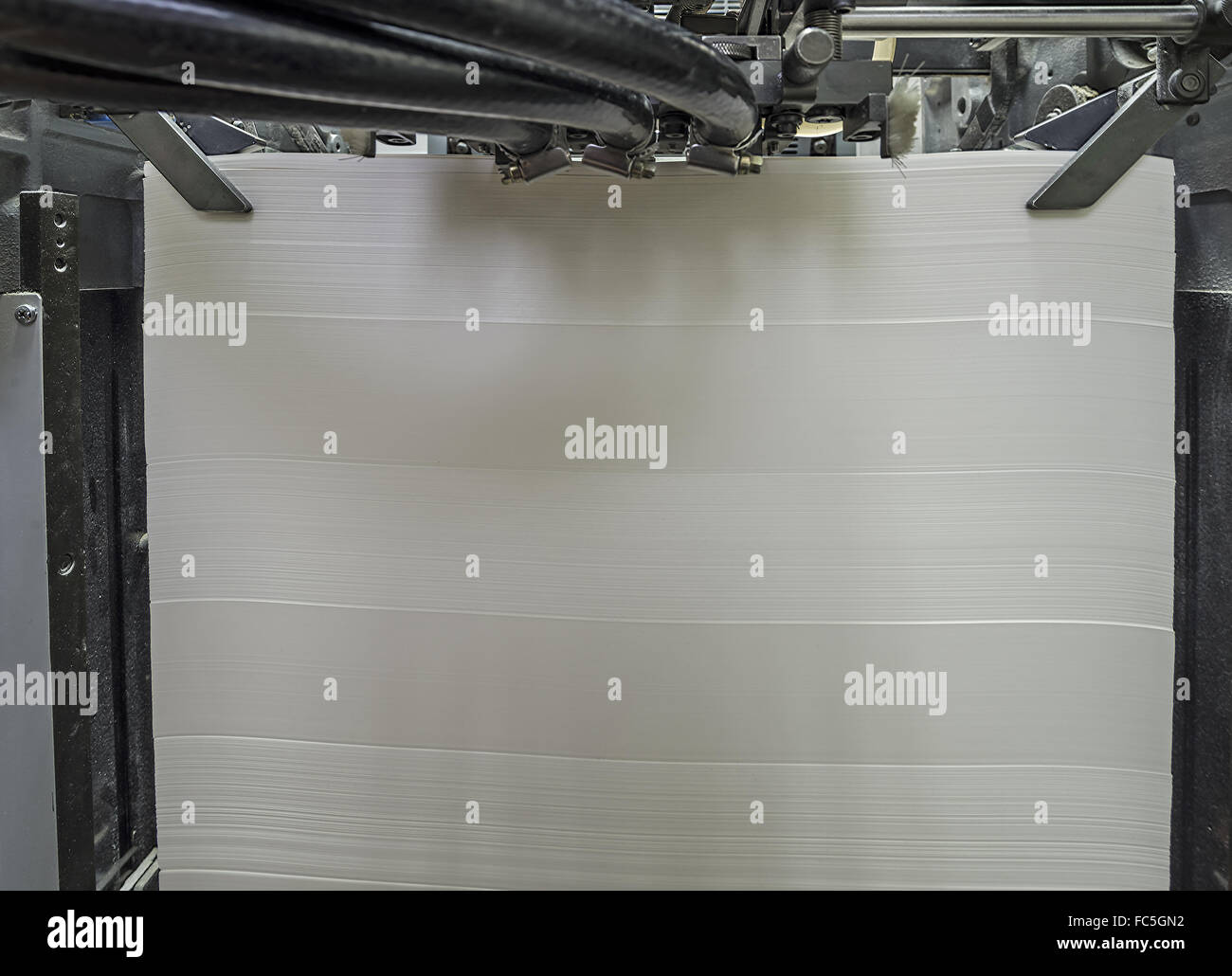 Papier in Offset-Druckmaschine Stockfoto