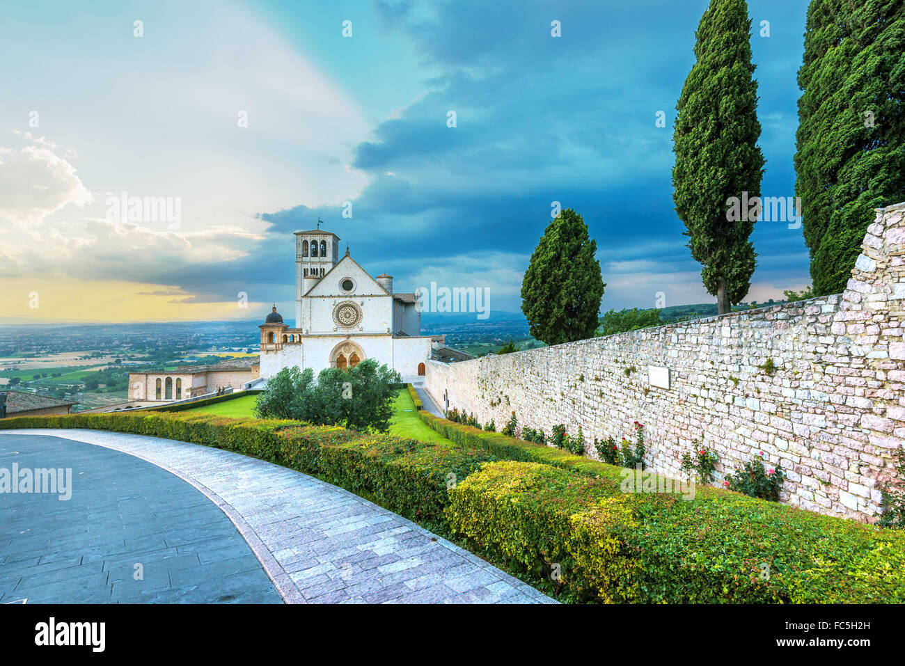 Basilika des Heiligen Franziskus von Assisi in Umbrien, Italien Stockfoto