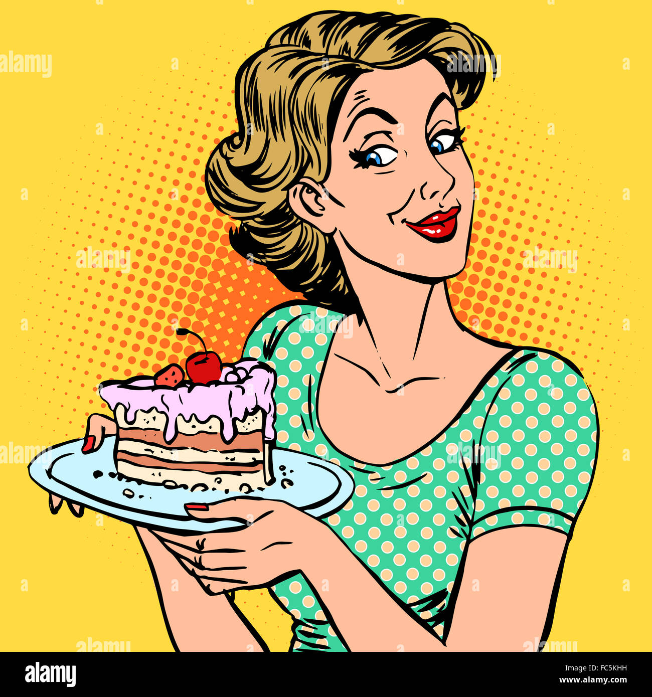 Frau-Dessert-Kuchen Stockfoto