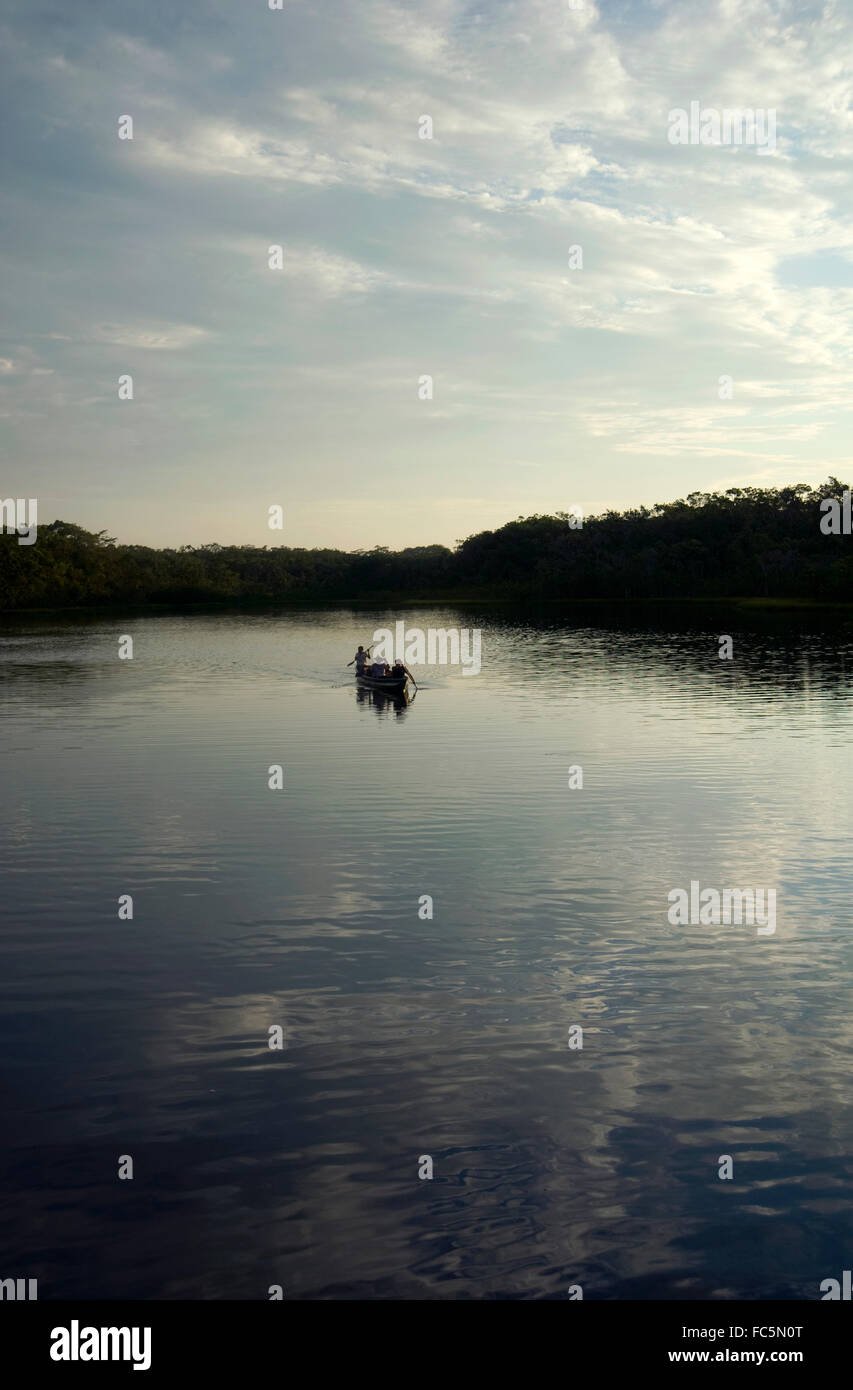 Kanu im Amazonas in Ecuador Stockfoto