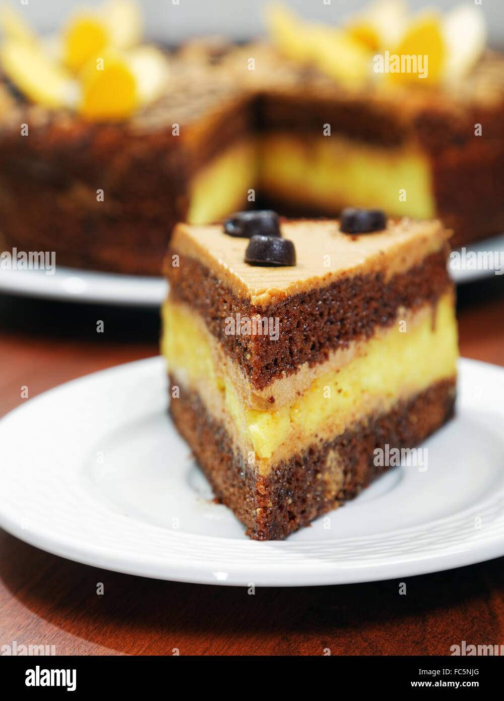 Close-up Stück Kuchen auf dem Tisch Stockfoto