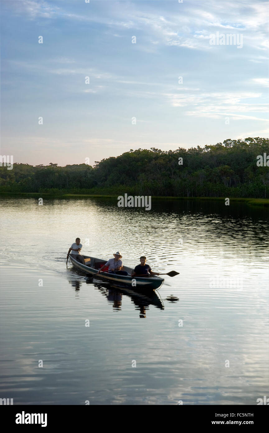 Kanu auf dem Amazonas in Ecuador, Südamerika Stockfoto