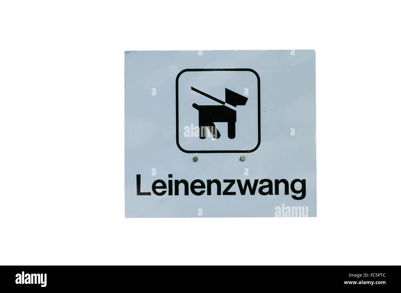 Hund an der Leine Zeichen Stockfoto