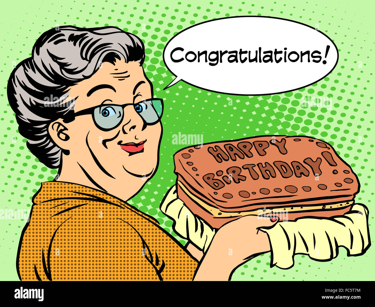 Oma will eine Geburtstagstorte Stockfoto