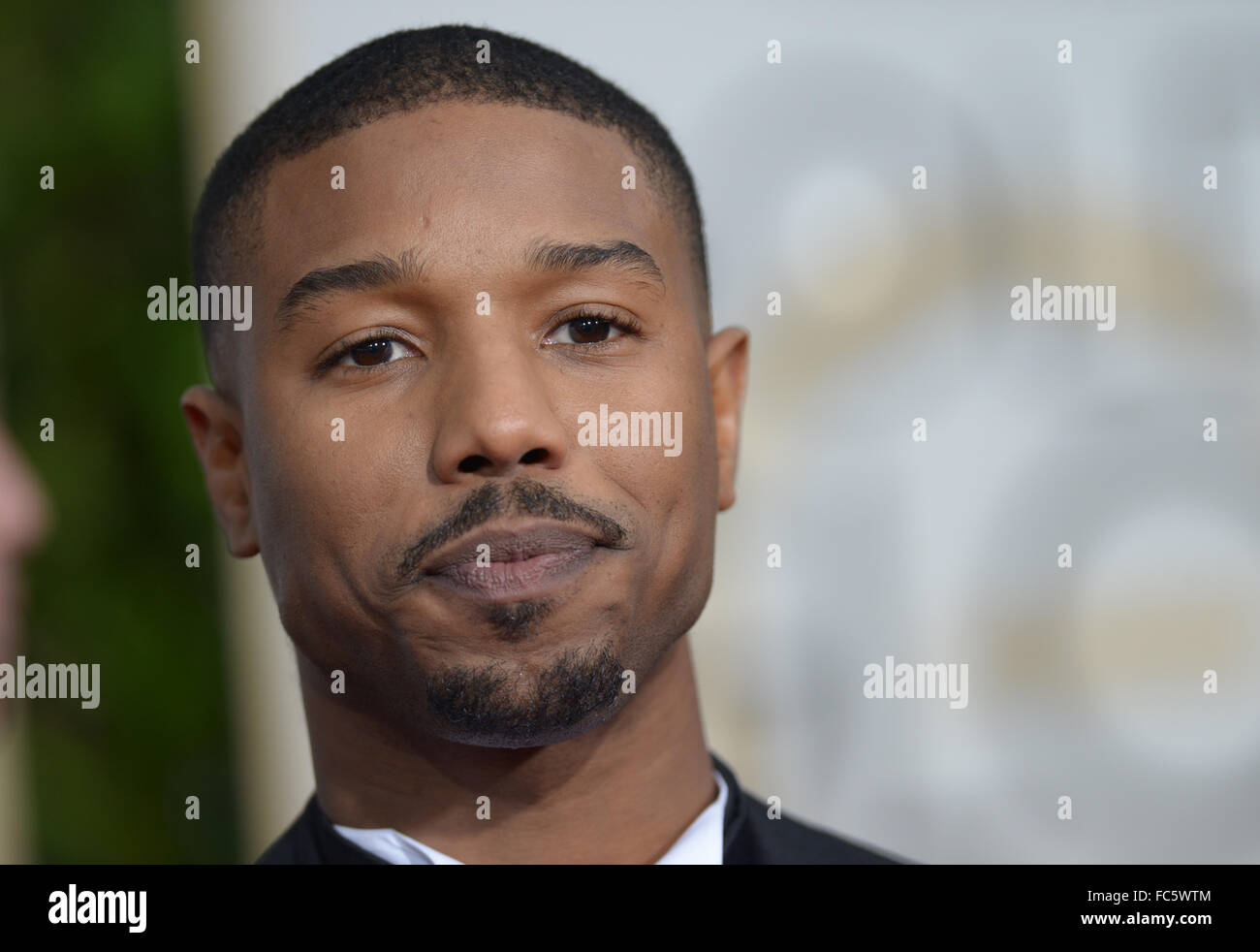 Michael B Jordan kommt bei den Golden Globe Awards. Stockfoto