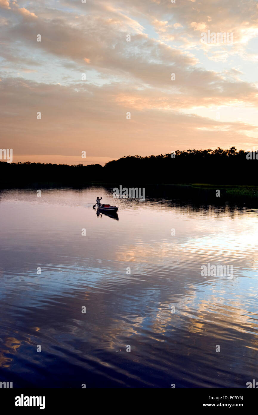 Kanu auf dem Amazonas in Ecuador, Südamerika Stockfoto