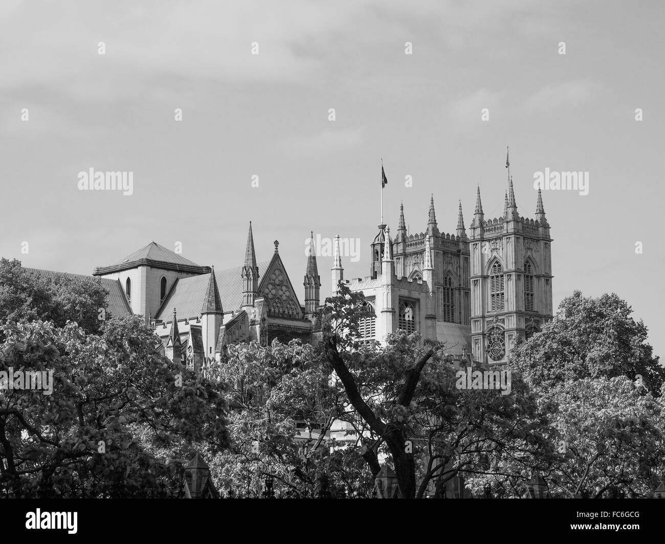 Schwarz / weiß Westminster Abbey in London Stockfoto