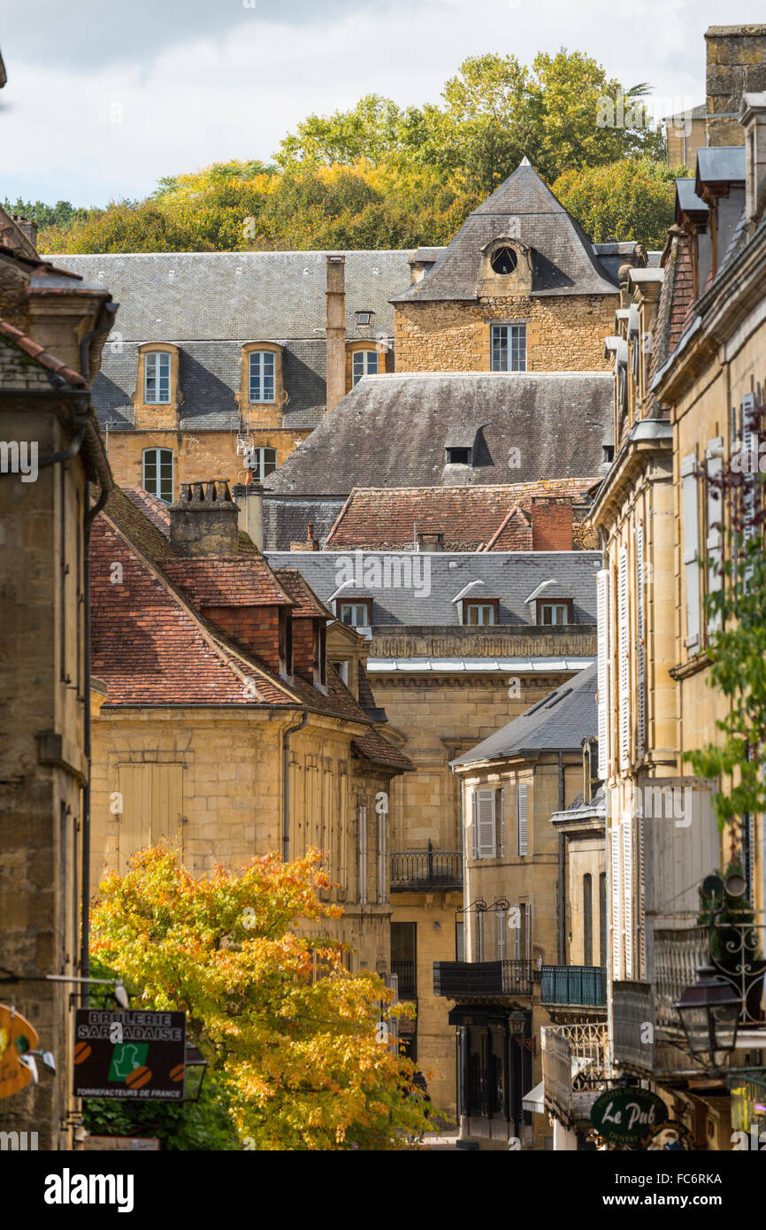 Häuser, Sarlat la Caneda, Dordogne, Frankreich Stockfoto