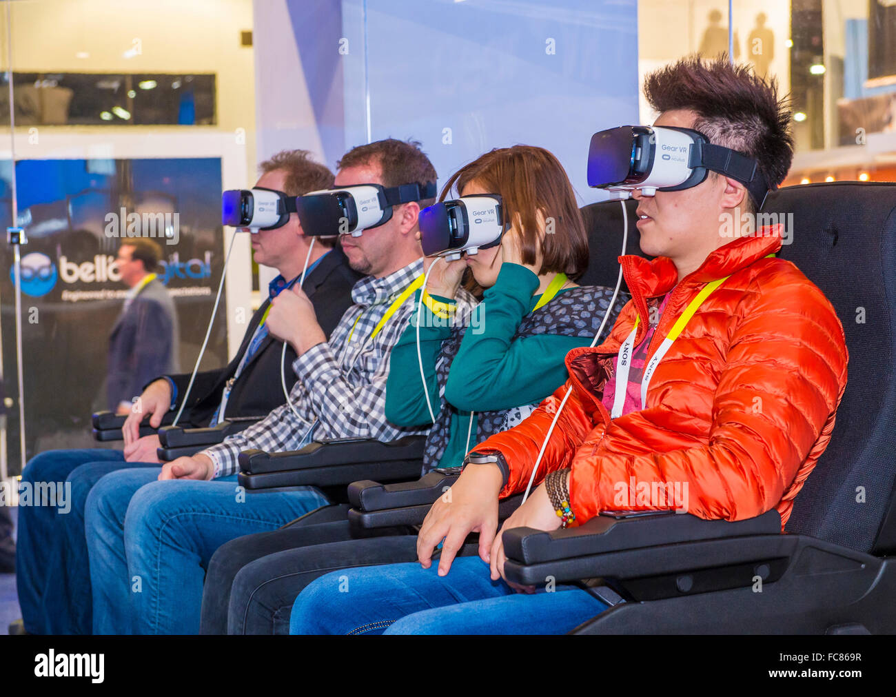 Virtual-Reality-Demonstration auf der Samsung-Stand auf der CES in Las Vegas Stockfoto