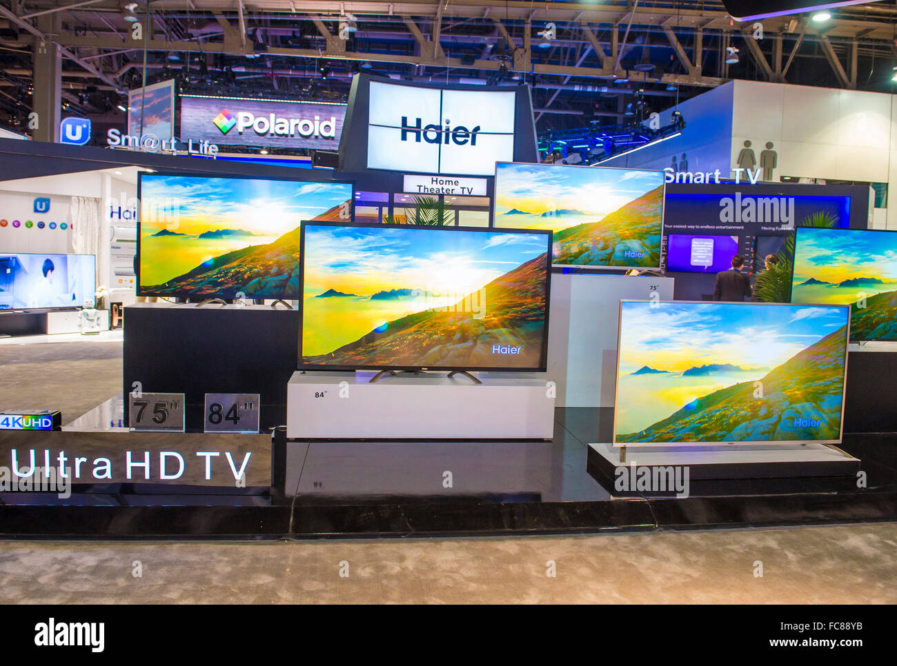 Die Haier-Stand auf der CES in Las Vegas statt Stockfoto