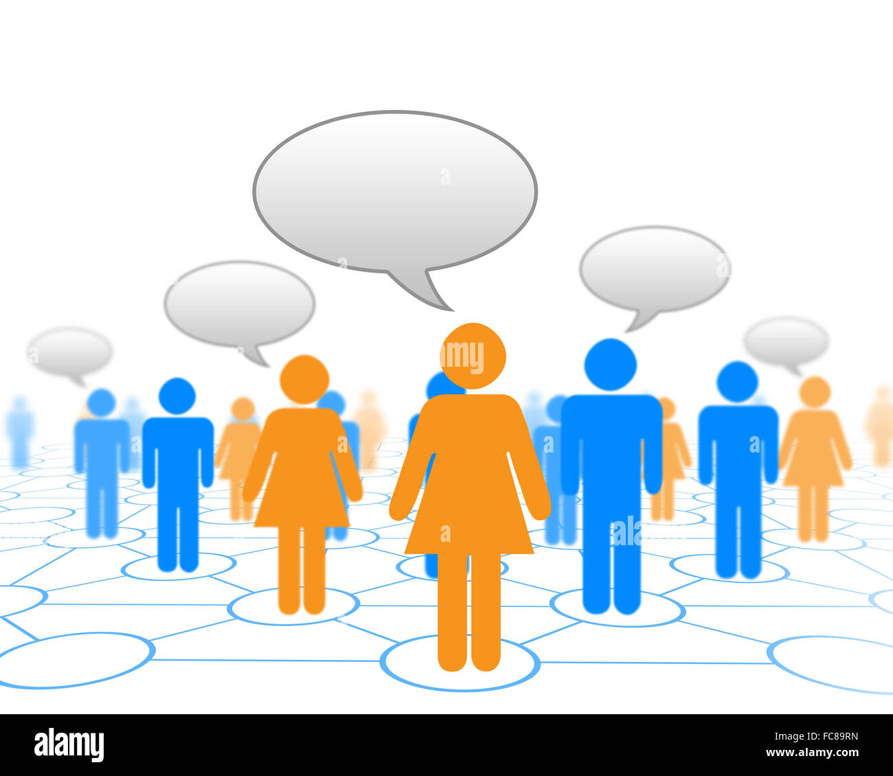 Menschliche Modelle miteinander verbunden in einem sozialen Netzwerk-Muster Stockfoto