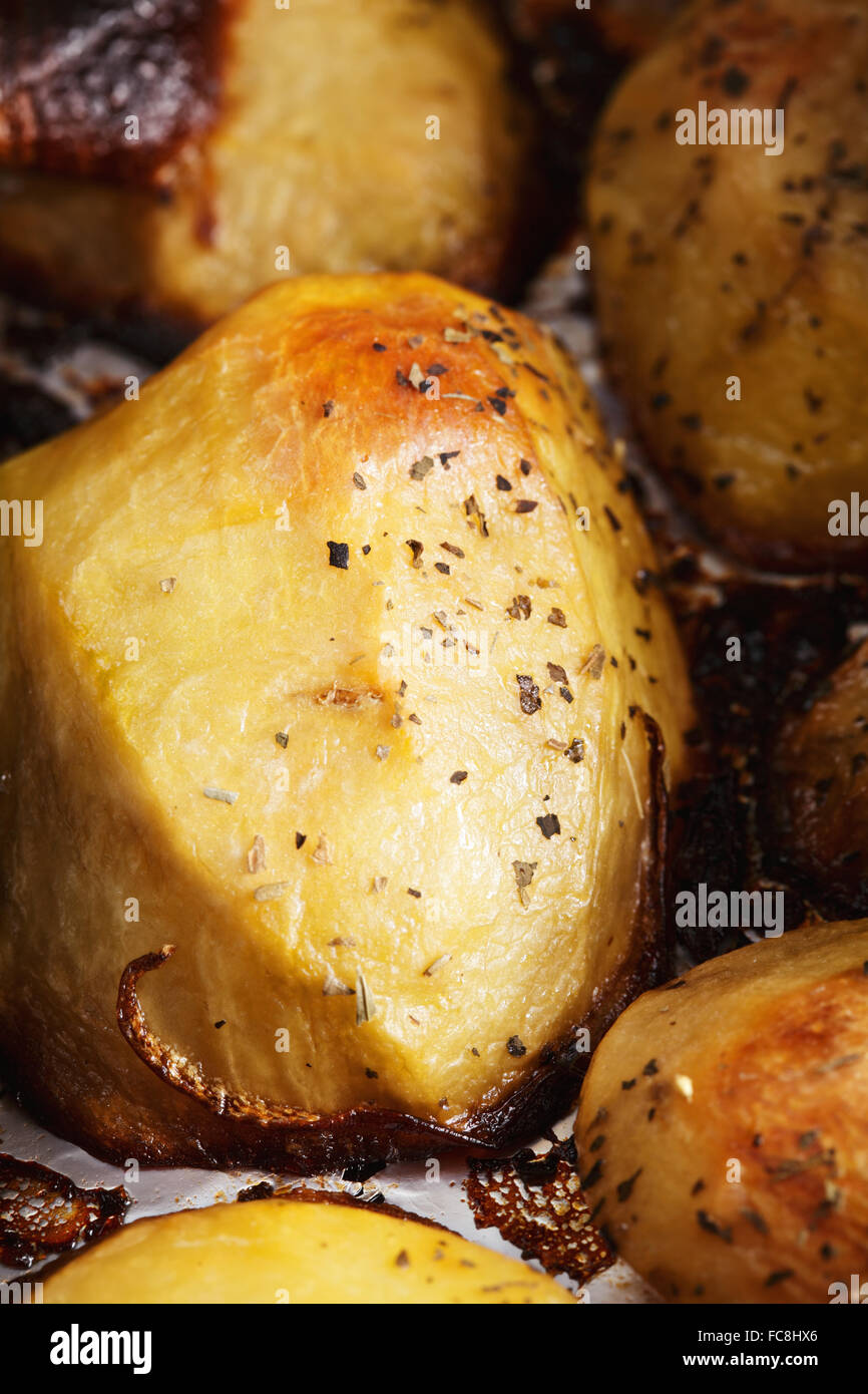 Ofen gebackene Kartoffeln closeup Stockfoto