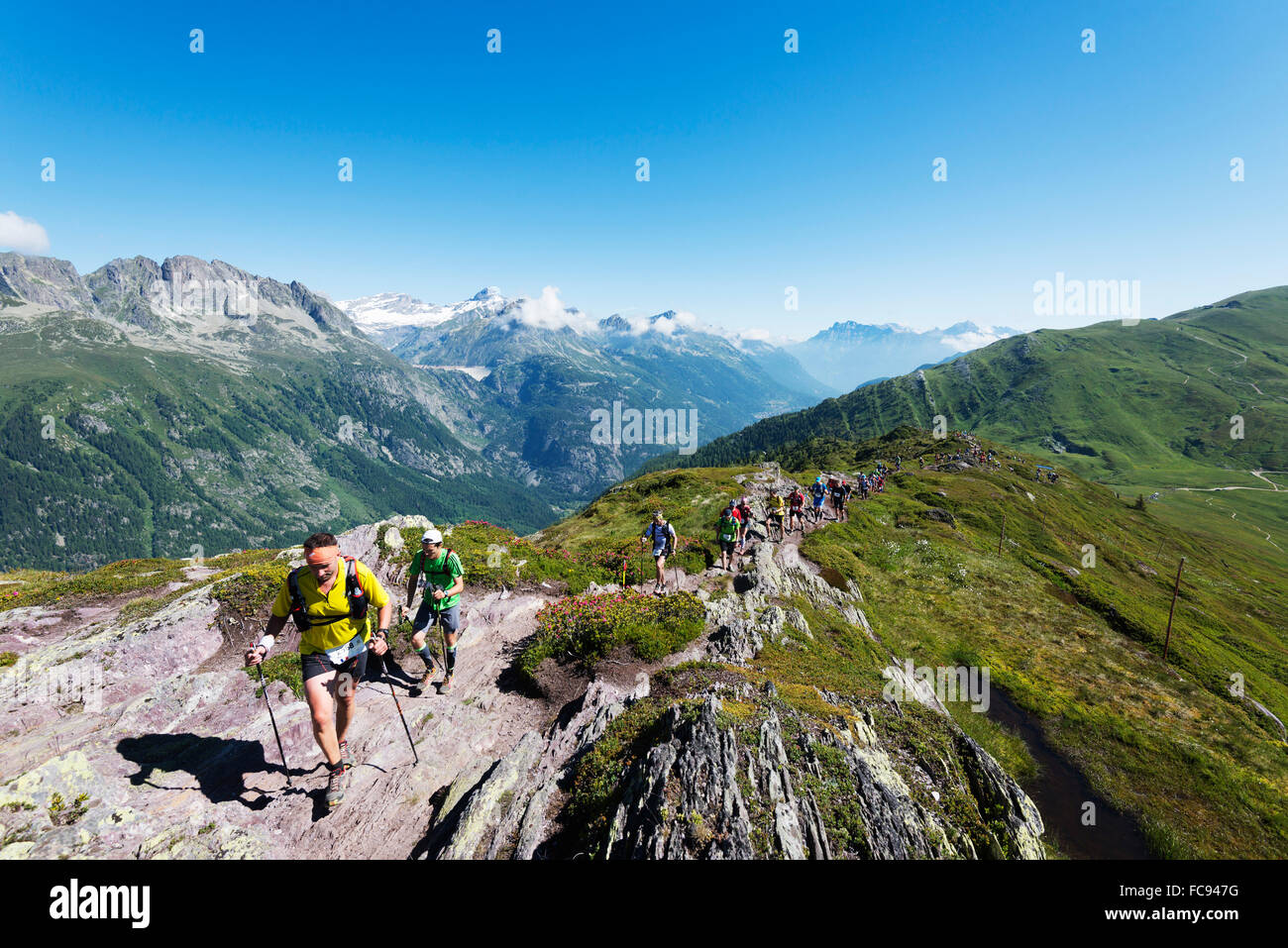 Chamonix-Trail-running-Marathon, Chamonix, Rhone Alpes, Haute Savoie, Französische Alpen, Frankreich Stockfoto