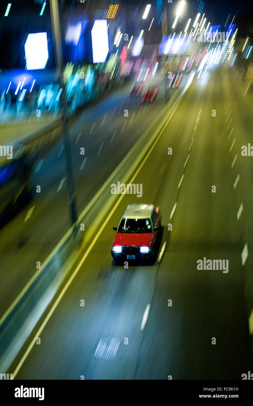 Taxi am Abend, Hong Kong, China, Asien Stockfoto