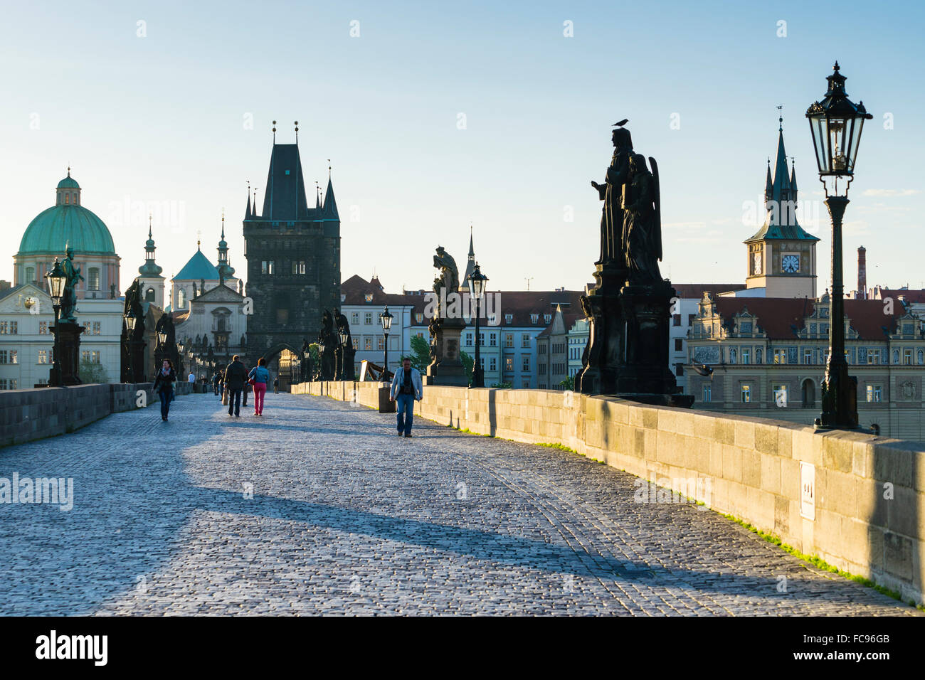 Karlsbrücke, UNESCO-Weltkulturerbe, Prag, Tschechische Republik, Europa Stockfoto