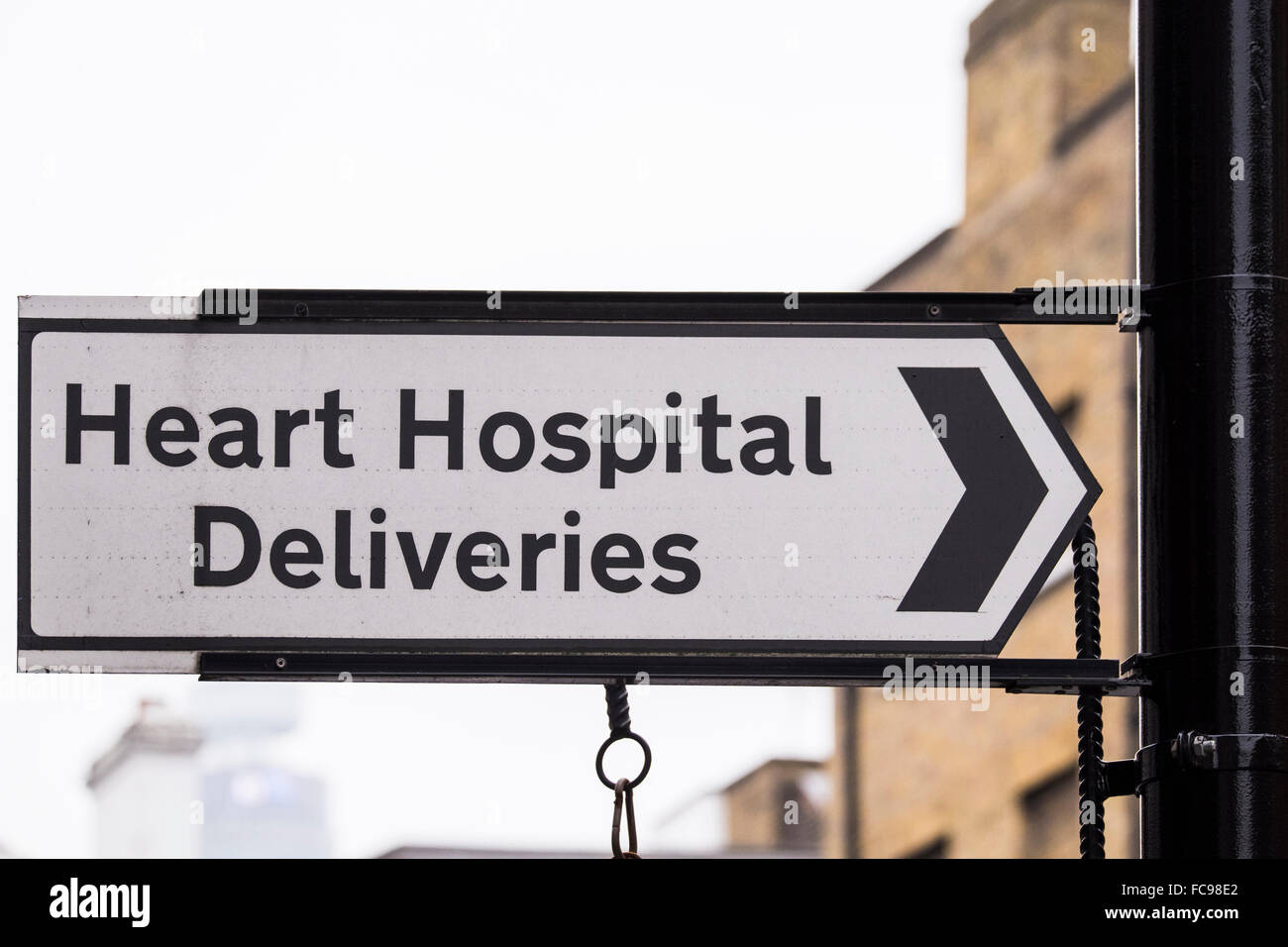 Herzklinik Lieferungen zu signieren, London, England, U.K Stockfoto