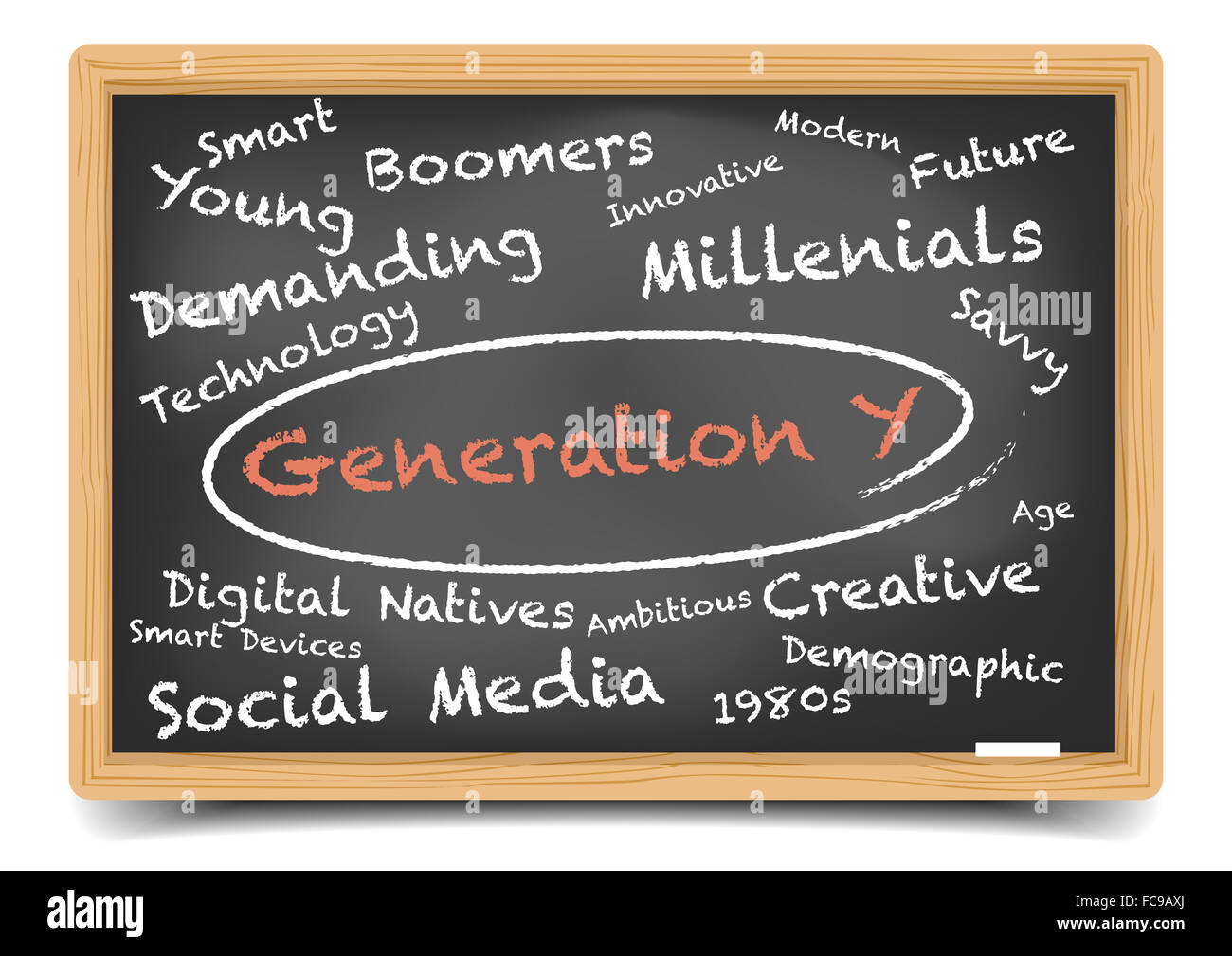 WordCloud Generation Y Stockfoto