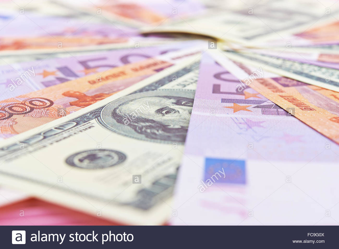 Russische Rubel Euro Und Dollar Stockfotografie Alamy