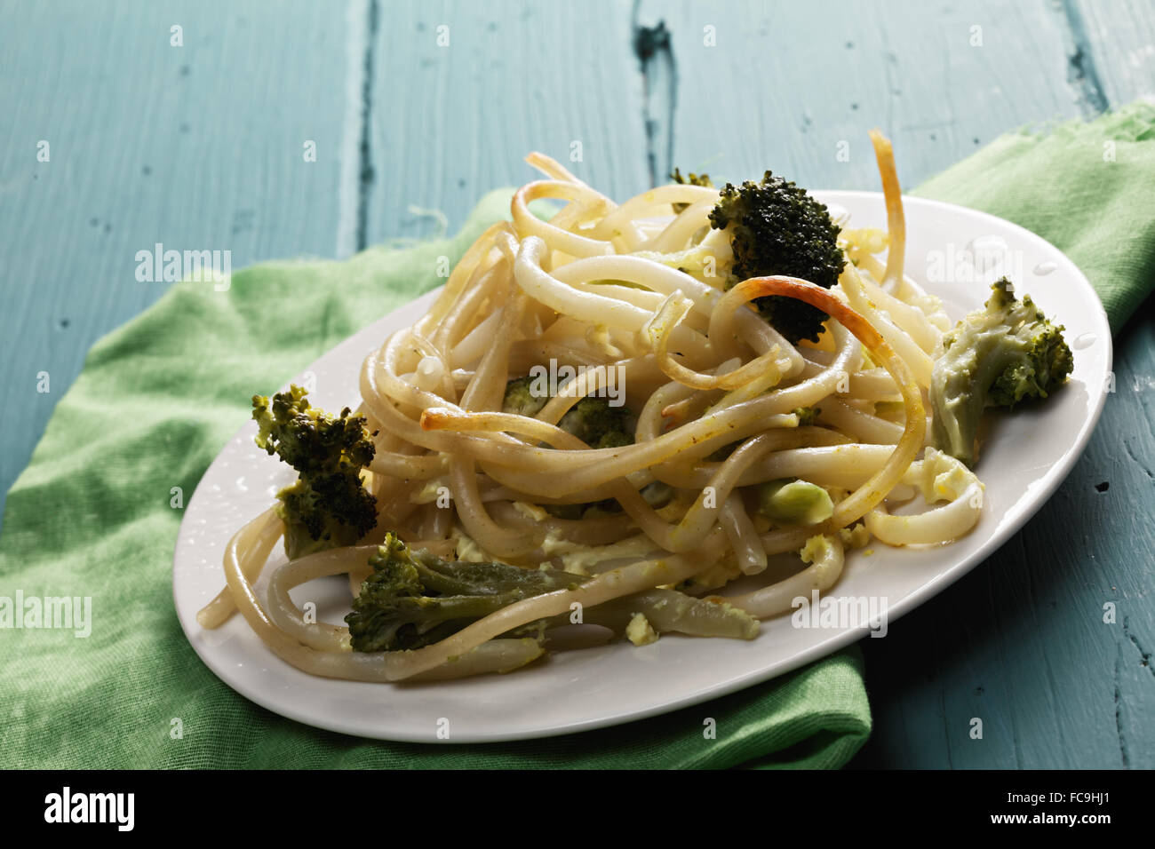 Teller Pasta mit broccoli Stockfoto