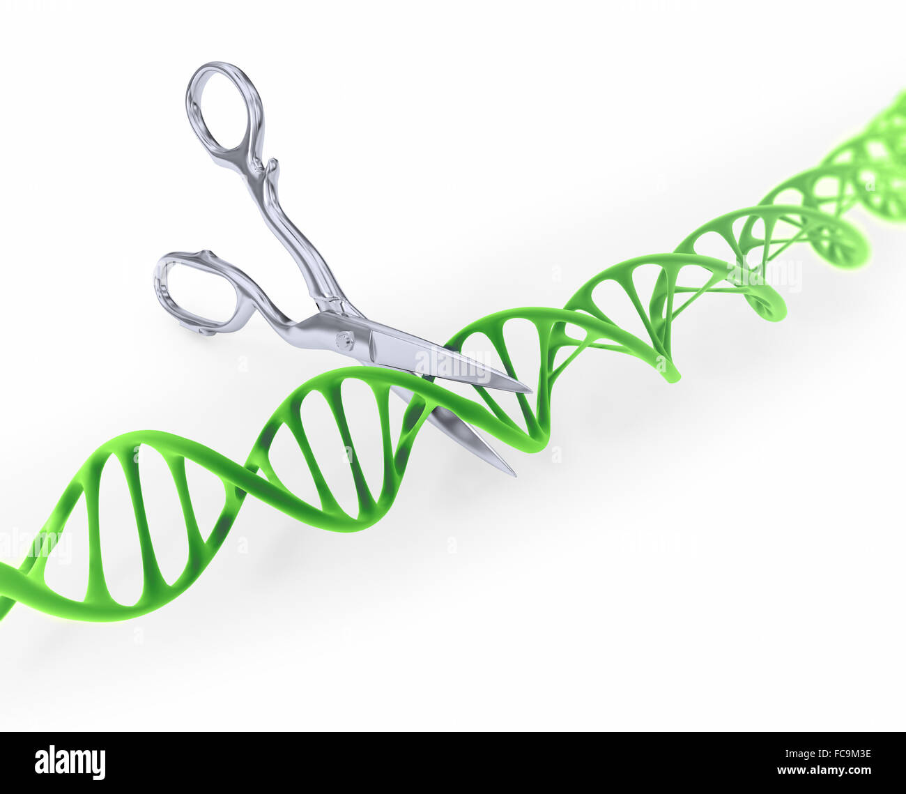 DNA-Strang schneiden mit der Schere - gen konzeptionelle Darstellung bearbeiten Stockfoto