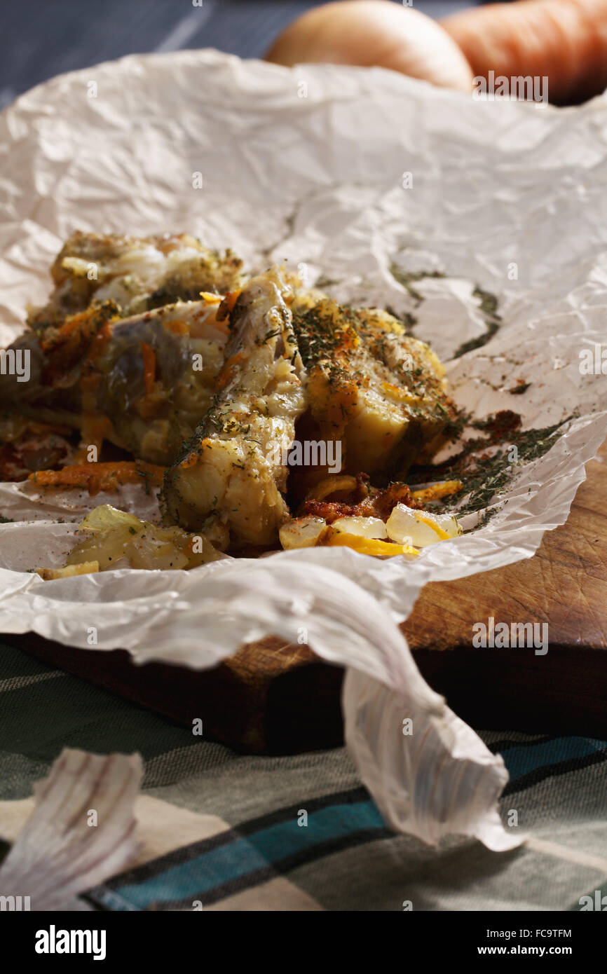 Gebratener Fisch closeup Stockfoto
