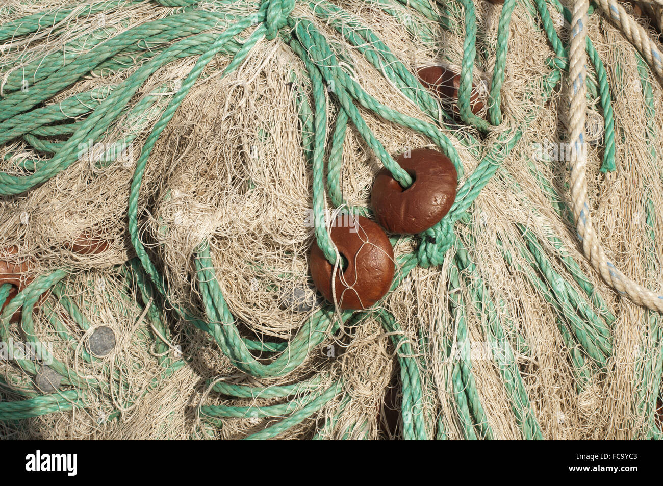 Fischfang-Netze-Hintergrund Stockfoto