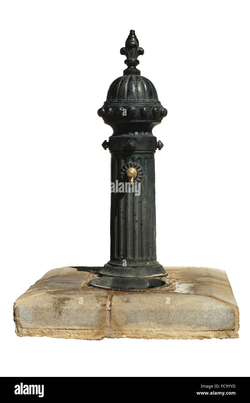 Retro Metall Brunnen mit Ornamenten Stockfoto
