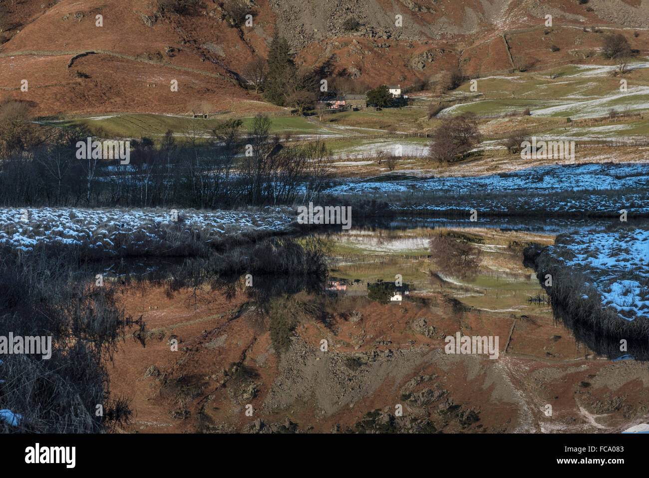 Fluß Brathay Reflexionen im Lake District Stockfoto