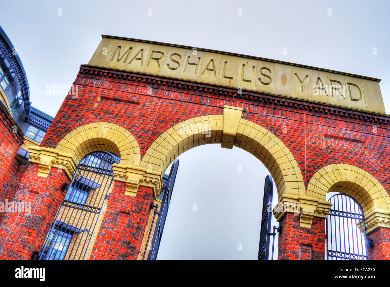 Marshalls Hof Gainsborough Einkaufszentrum Lincolnshire UK England Eingang name Stockfoto