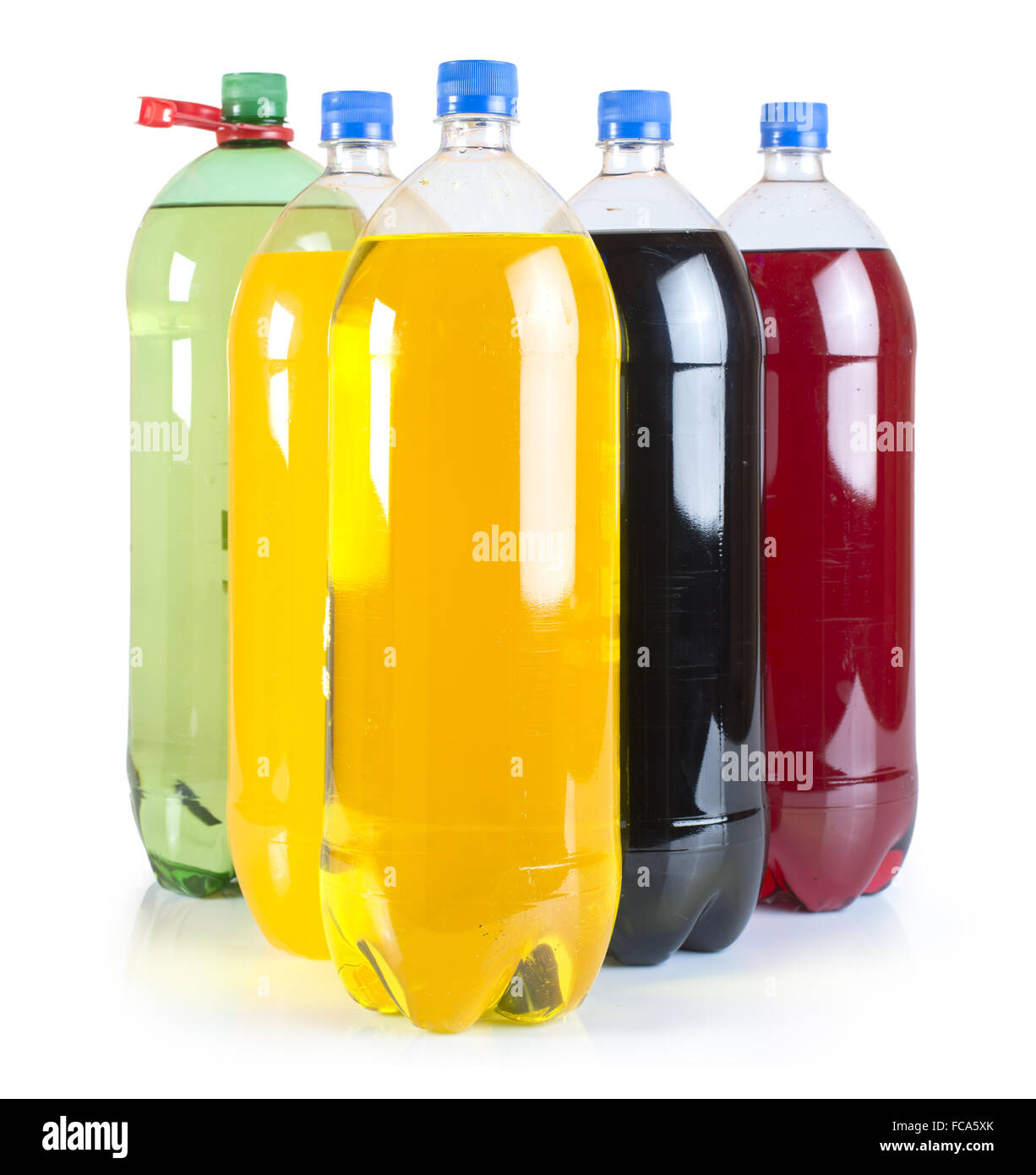 Kohlensäurehaltige Getränke in PET-Flaschen Stockfoto