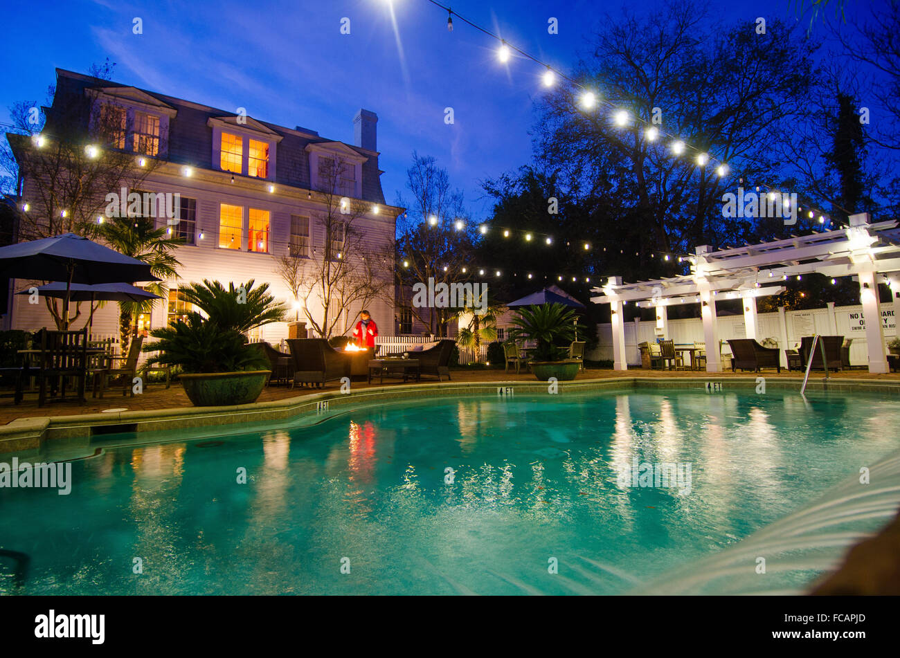 Gebaut im Stil Colonial Revival, dient der jahrhundertealten Willcox als eine luxuriöse Erholung für Reisende in den Carolinas. Stockfoto