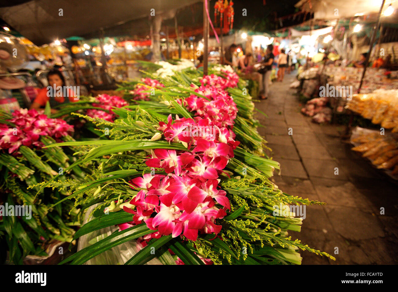 Blumen zu verkaufen, Chatuchak Market. Bangkok. Asien Stockfoto