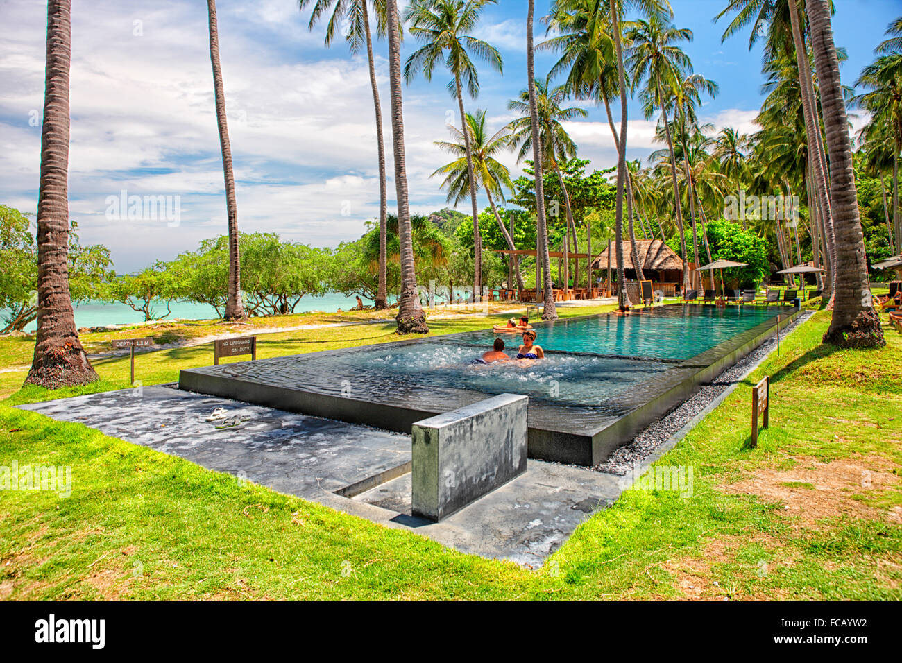 Hotel mit Swimmingpool in der Bucht von Thian OG; Insel Koh Tao; Provinz Surat Thani; Golf thailand; Südchinesisches Meer Stockfoto