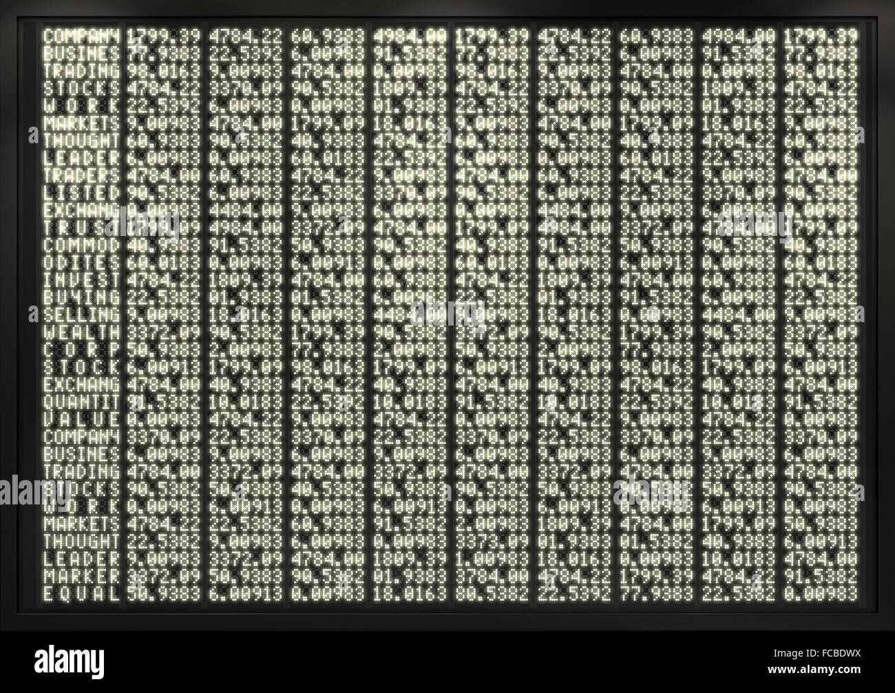 Ein Flachstück eine digitale Börse Anzeigetafel mit numerischen Zahlen Stockfoto